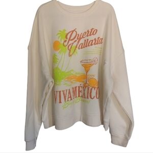 ORIGINAL USE Puerto Vallarta Graphic Sweatshirt Cream SZ 2X